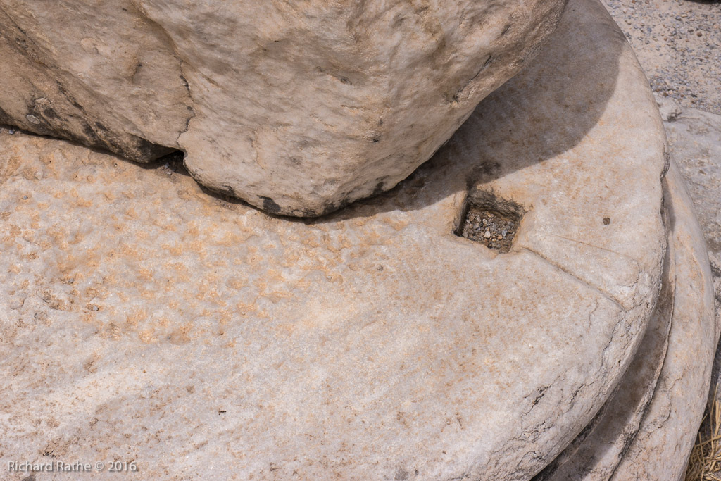 Groove Where Molten Metal Was Injected to Stabilize Column